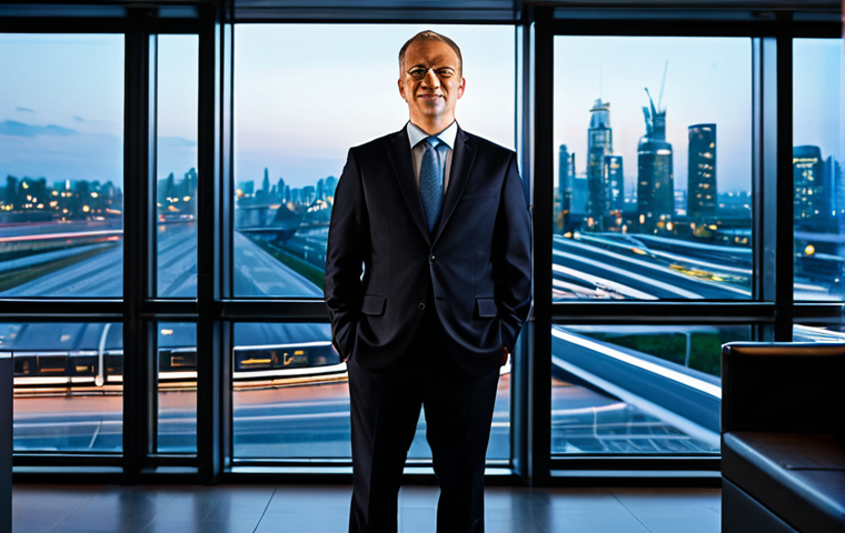 Visionary Professional in Modern Logistics**
    A professional person in a modest, dark business suit, standing confidently in a modern, sophisticated office with floor-to-ceiling windows. The individual looks towards a vibrant, futuristic smart city skyline at dusk, showcasing advanced integrated transportation systems like elevated high-speed trains and automated cargo delivery hubs. A subtle, luminous digital overlay on the window glass displays intricate global logistics networks and data flows, suggesting a world of opportunities. The scene is captured with professional photography, cinematic lighting, high-resolution detail, and a sharp focus. The subject has perfect anatomy, correct proportions, natural pose, well-formed hands, proper finger count, and natural body proportions. This image is fully clothed, modest clothing, appropriate attire, professional dress, safe for work, appropriate content, and family-friendly.

2.  **Prompt for