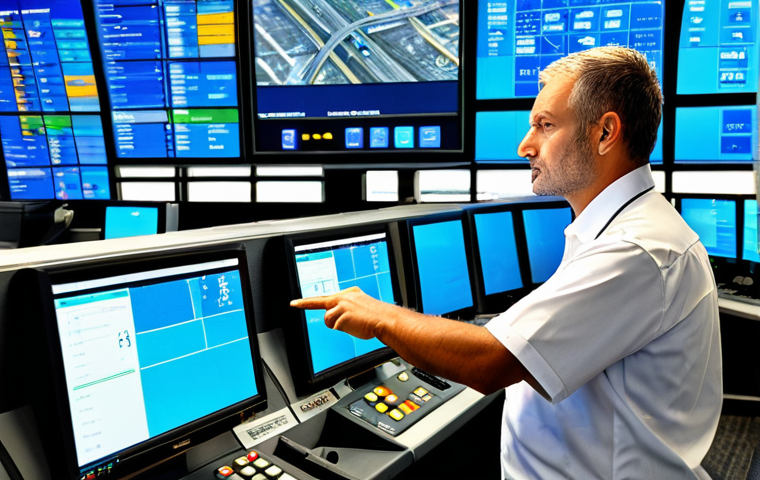 **

"A professional male transportation employee, fully clothed in a modest uniform, monitoring traffic flow on multiple screens in a modern traffic control center, showing a bustling city outside the windows. Appropriate attire, safe for work, perfect anatomy, correct proportions, professional, family-friendly, high quality, well-formed hands, proper finger count, natural pose."

**