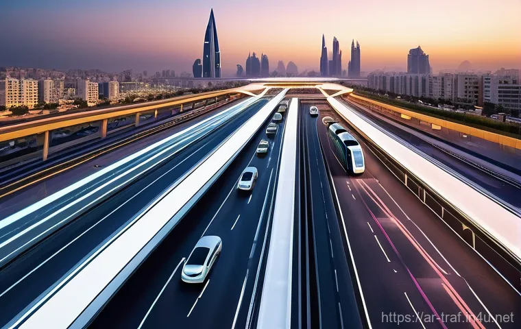 교통관련 직종별 취업 준비 자료 - Image Prompt 1: Futuristic Arab Smart City Transportation Hub**