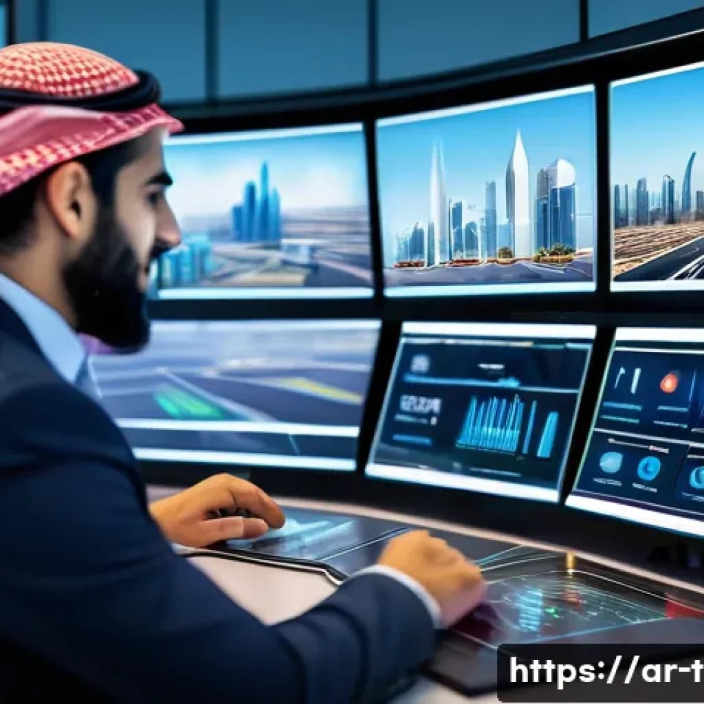 교통산업 전망과 자격증 가치 - A modern Middle Eastern transportation control center showcasing professionals in smart transportati...