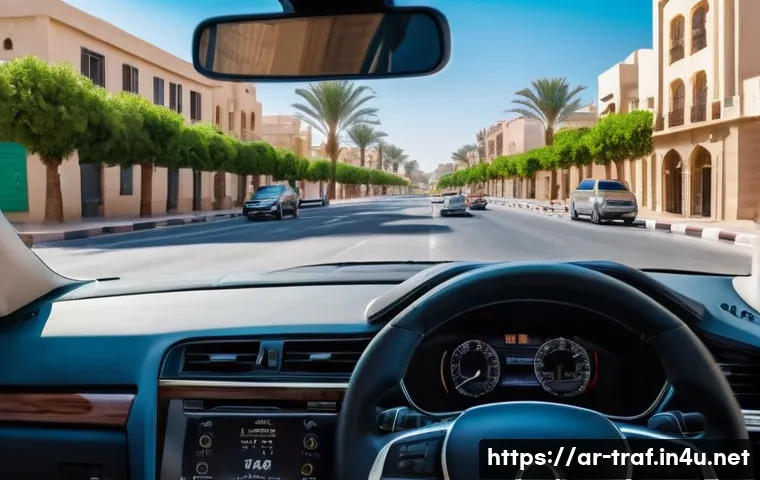 교통분야 실기시험 대비 전략 - A young Arabic man in casual modern clothing sitting confidently behind the wheel of a compact car d...