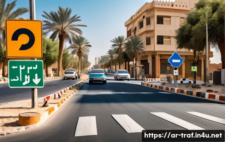 교통자격증 필수 학습과정 정리 - A detailed scene of a Middle Eastern urban street during daylight, featuring a diverse group of Arab...