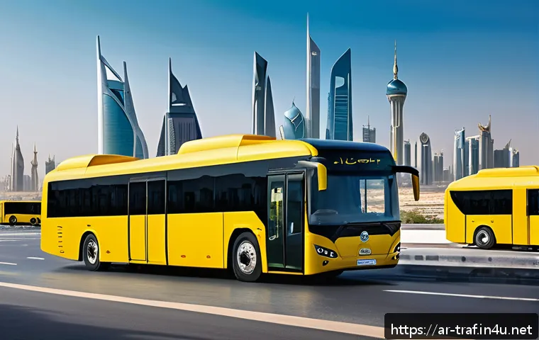 교통관련 직종별 연봉 전망 - A detailed scene showing a modern Saudi Arabian urban transport hub with diverse workers in smart ca...