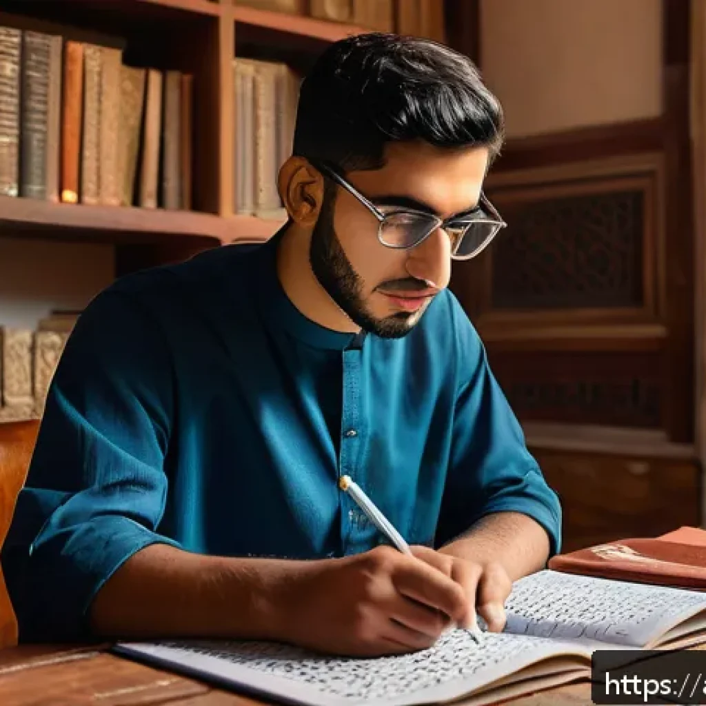 교통직 필기시험 단기 합격 사례 - A focused young Arab man studying traffic laws at a traditional wooden desk in a cozy, sunlit room d...