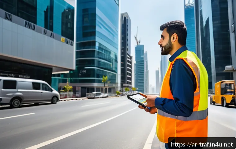 교통직 자격증의 실무 적용 사례 - A professional Middle Eastern male transport worker wearing a high-visibility safety vest and unifor...