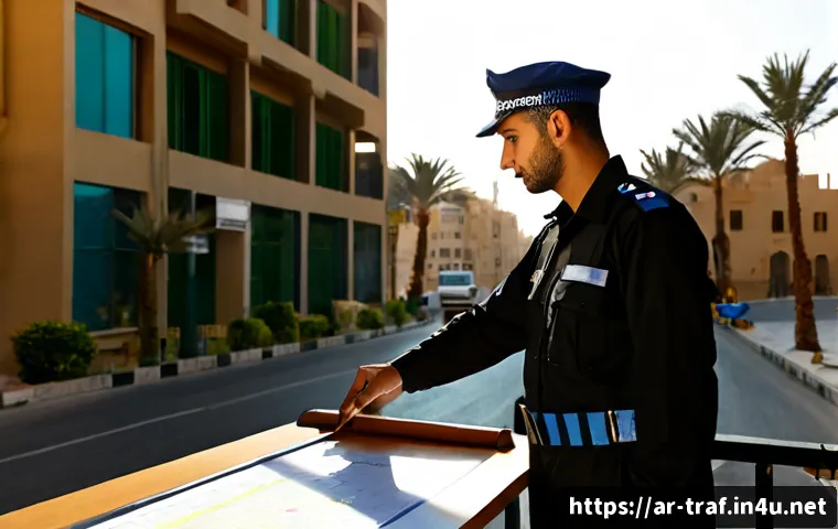교통 실무 경험 일기 - Photorealistic traffic operations officer in modest professional attire reviewing a blank route map ...